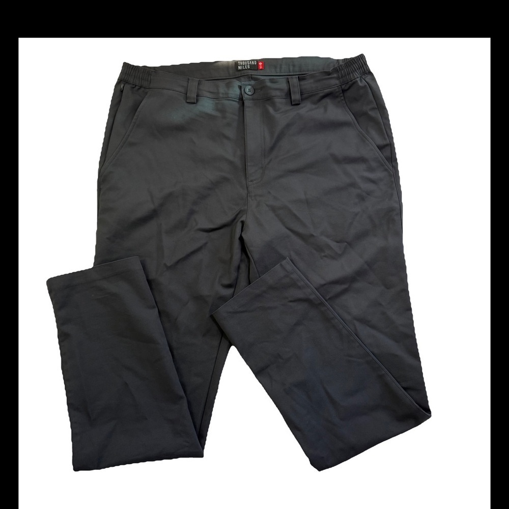 Thousand Miles Pants Men Black Chino Stretch Performance Golf Size Medium 38x32